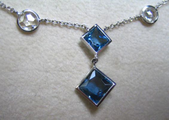 Aquamarine & Diamond Platinum Necklace view one
