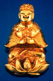 18th c. gold Buddha headdress ornament China. Acquired by David Humphrey and now in a Private Collection.