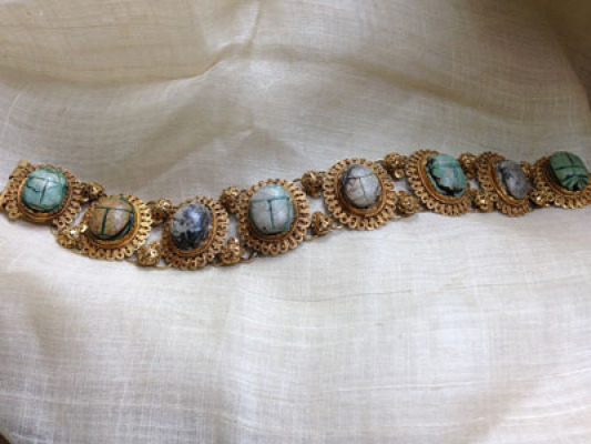 Ancient Egyptian Scarab and 18K gold Bracelet circa 1880