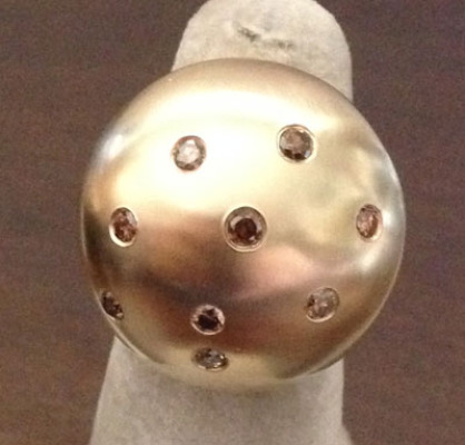 1980's brown diamond Dome ring
