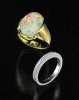 Celtic Cross Black Crystal Opal Gold Ring