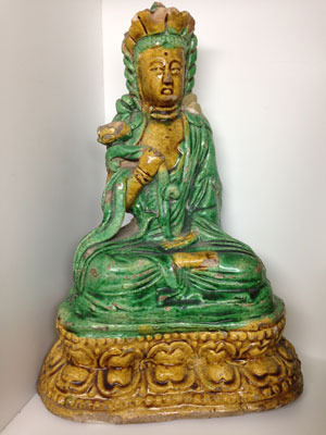 A Ming glazed stoneware figure of a Seated Boddhisattva