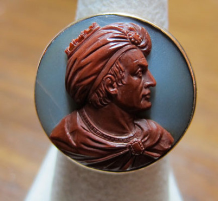 19th c. Sardonyx cameo gold ring