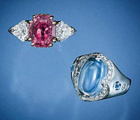 Pink Sapphire Ring & Gem Moonstone Ring
