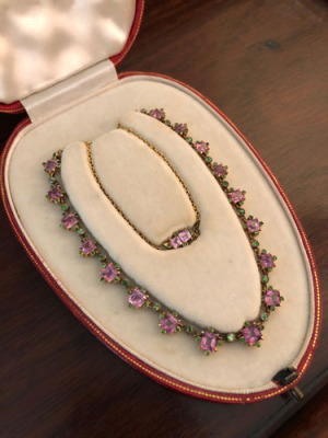Antique Spinel and Demantoid Necklace