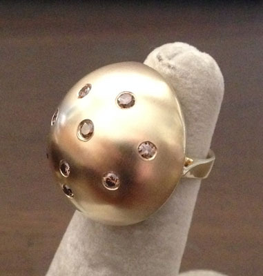 1980's brown diamond Dome ring view one