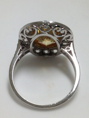 Edwardian Platinum, (natural) Zircon Ring view two