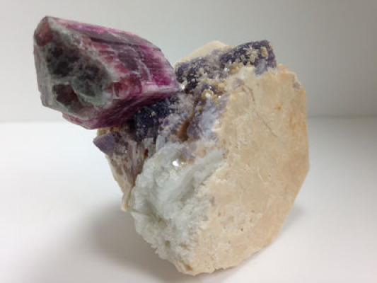 Perching Tourmaline with Albite and Lepidolite view two
