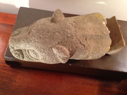 Pre Columbian Jaquar Head - Basalt - Costa Rica view two