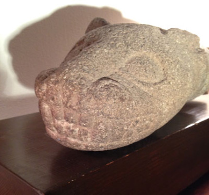 Pre Columbian Jaquar Head - Basalt - Costa Rica view one