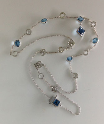 Aquamarine & Diamond Platinum Necklace view two