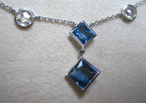 Aquamarine & Diamond Platinum Necklace view one