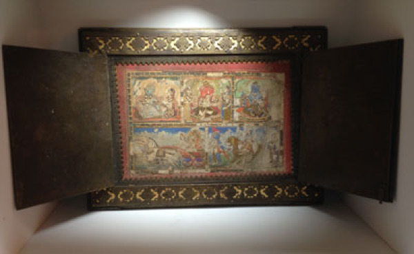 19th c. Portable Shrine -         Five panels of Indian Miiatures  view one