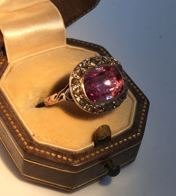 Georgian Pink Topaz Ring view one