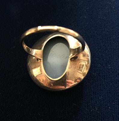 19th c. Sardonyx cameo gold ring  view one