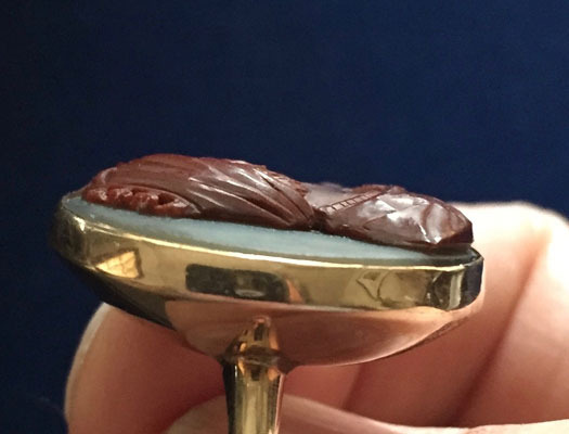 19th c. Sardonyx cameo gold ring  view two