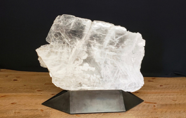 Selenite Steel Sculpture view one