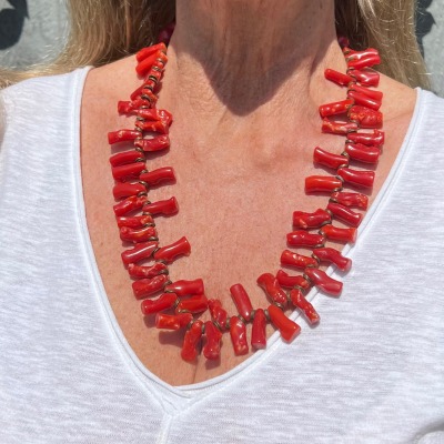 Coral Branch Necklace view two