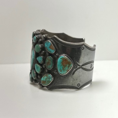 Vintage Turquoise Silver Cuff view one