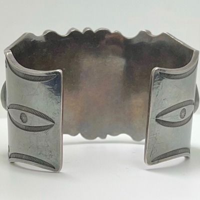 Vintage Turquoise Silver Cuff view two
